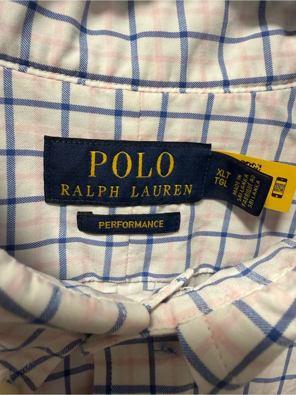 Polo Ralph Lauren Men’s White-Blue-Pink Check Short-Sleeve Button-Down Shirt XLT